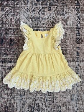 Joie Yellow Eyelet Ruffle Top